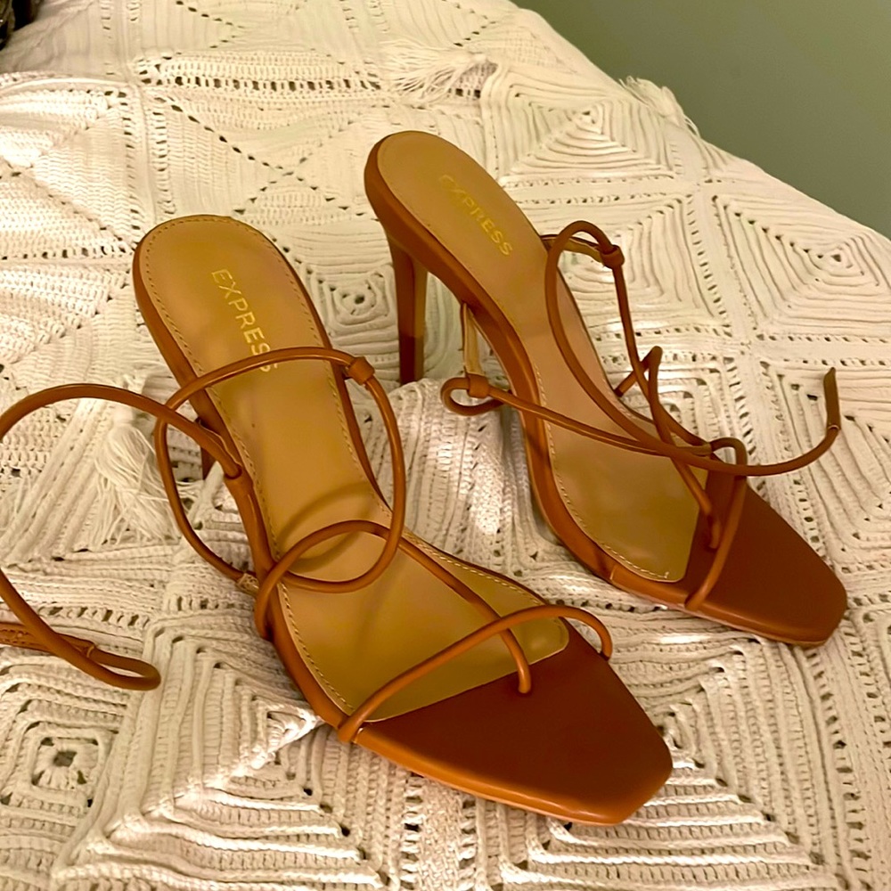 Never used, tan, strapping heels